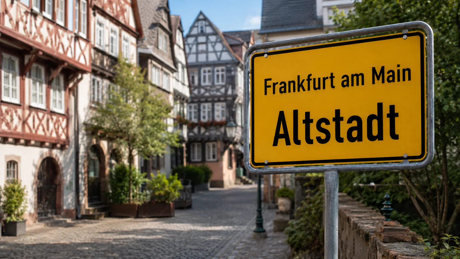 Ortseingangsschild Frankfurt am Main – Altstadt
