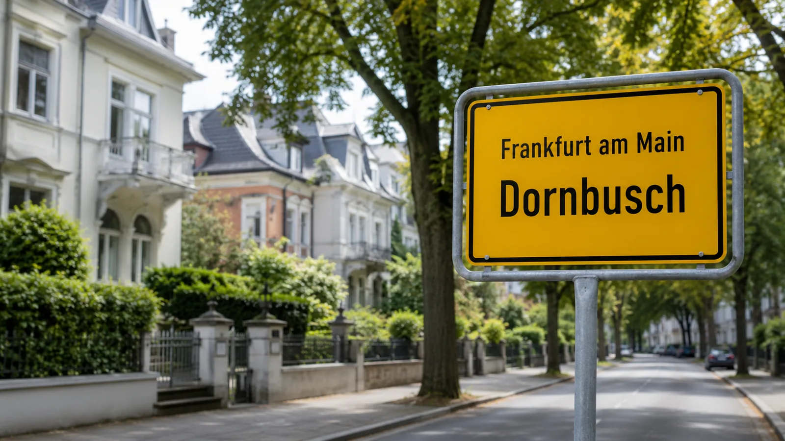 Ortseingangsschild Frankfurt am Main – Dornbusch