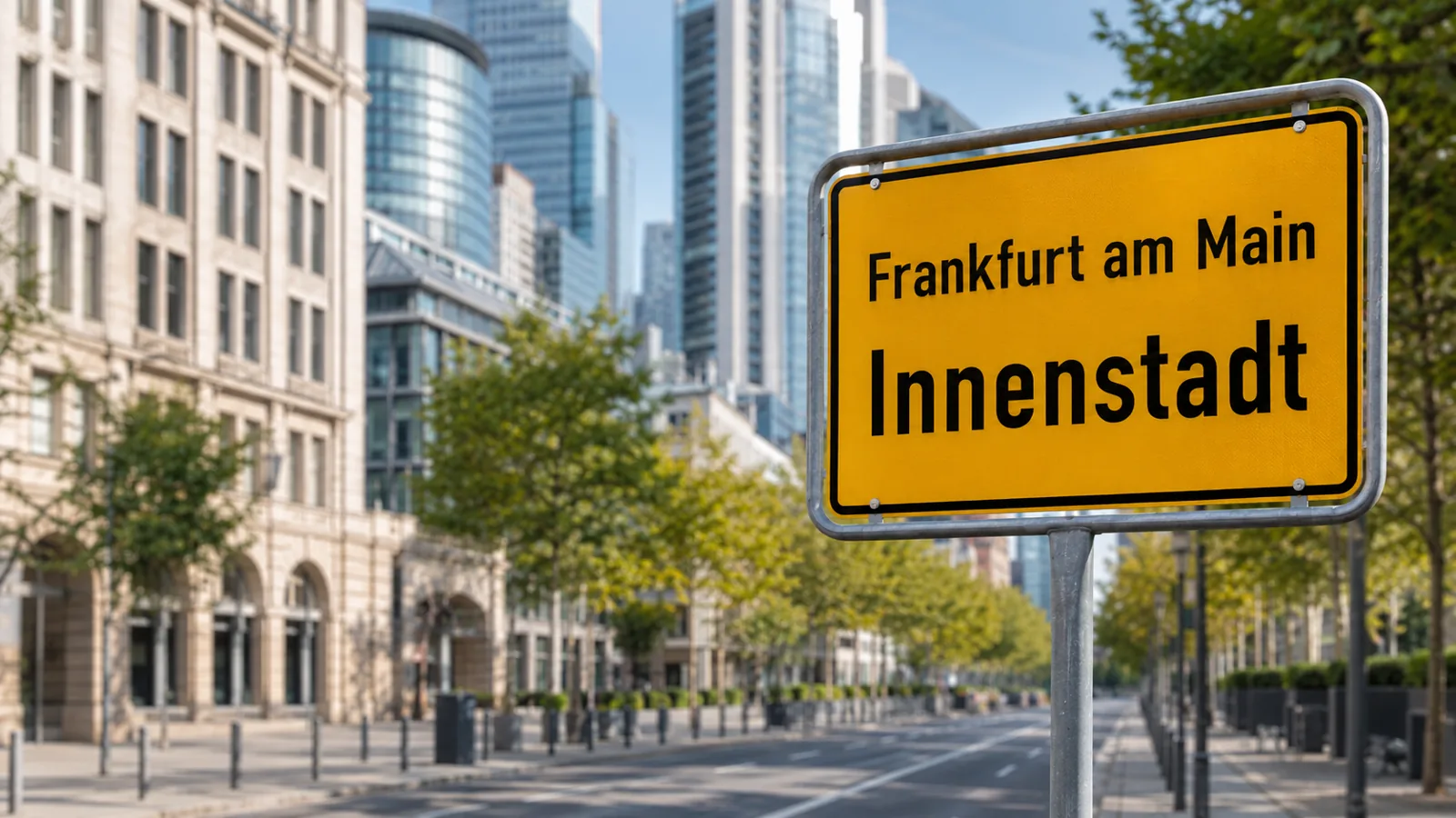 Ortseingangsschild Frankfurt am Main – Innenstadt