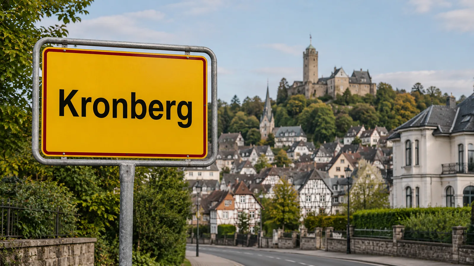 Ortseingangsschild Kronberg im Taunus