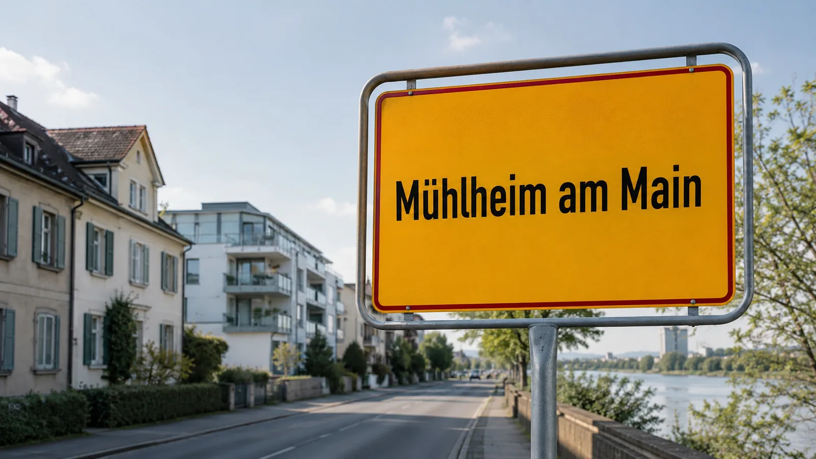 Ortseingangsschild Mühlheim am Main