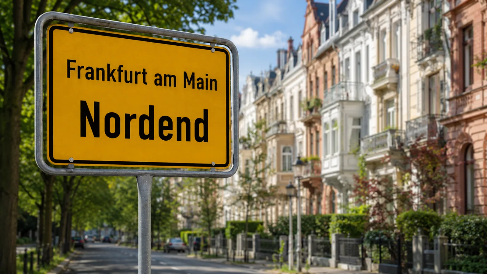 Ortseingangsschild Frankfurt am Main – Nordend