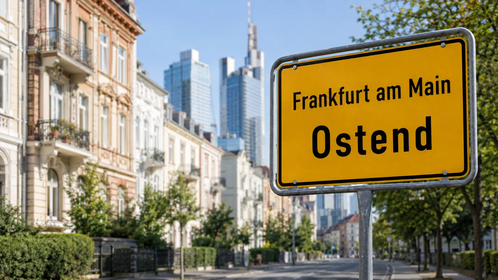 Ortseingangsschild Frankfurt am Main – Ostend