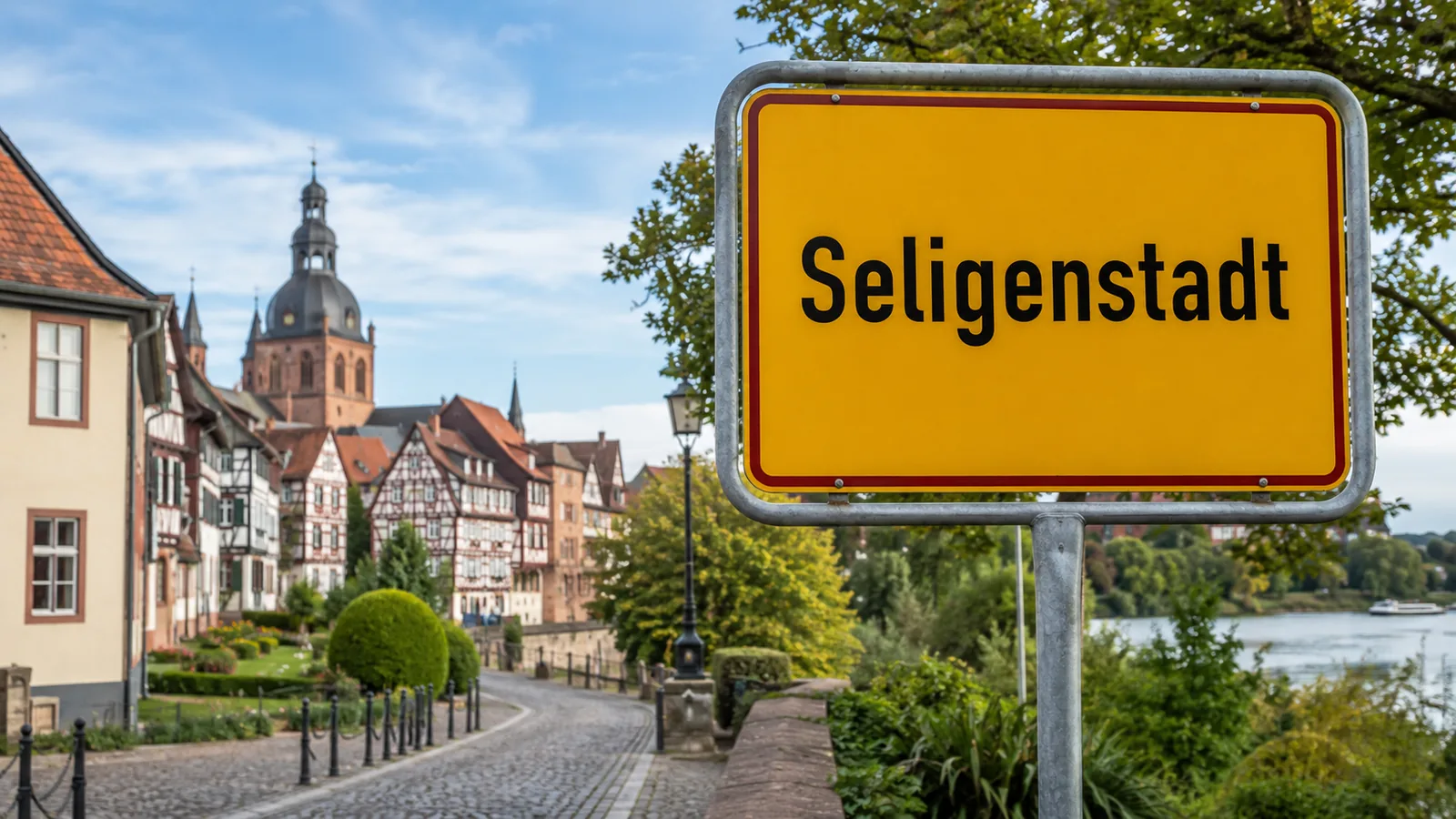 Ortseingangsschild Seligenstadt