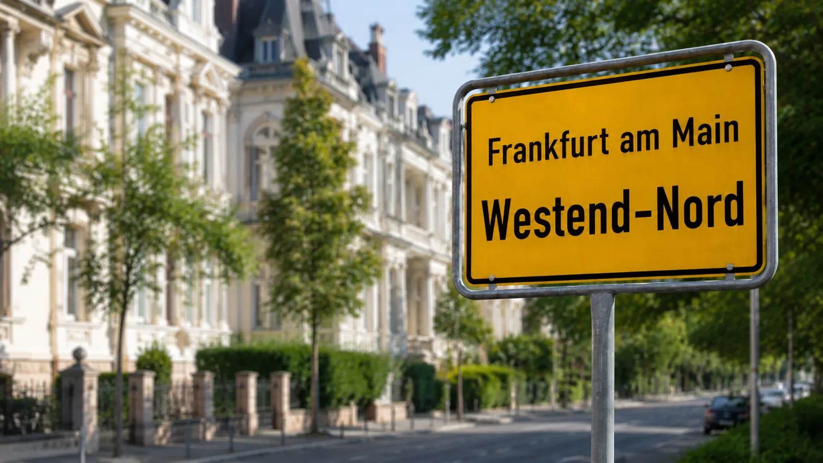 Ortseingangsschild Frankfurt am Main – Westend-Nord