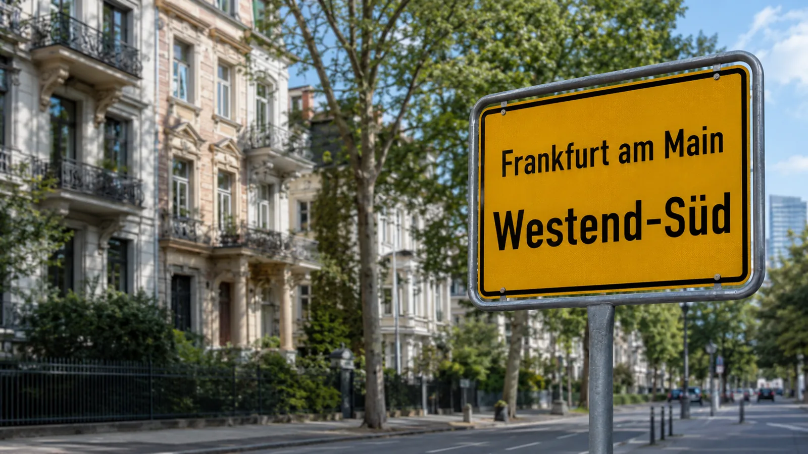Ortseingangsschild Frankfurt am Main – Westend-Süd