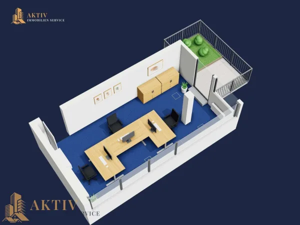 3D-Plan Büro m. Balkon